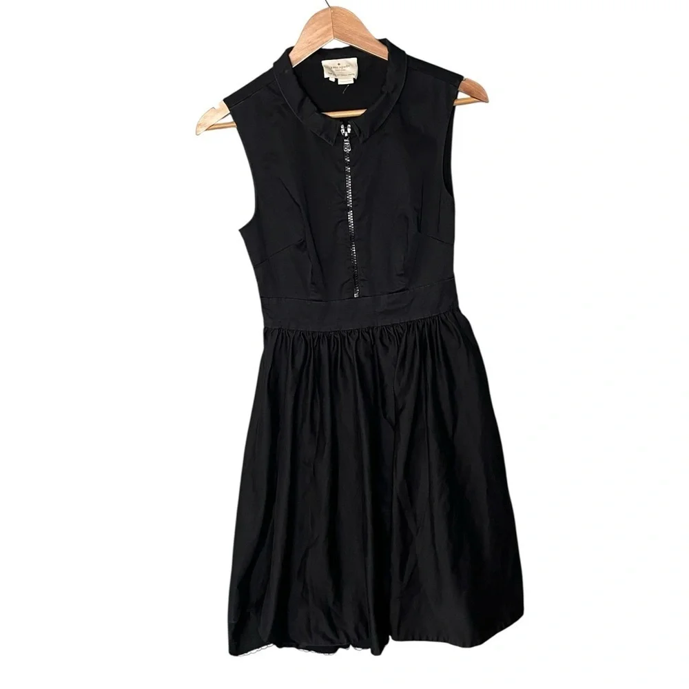 Kate Spade Zip Front Collared Black Dress